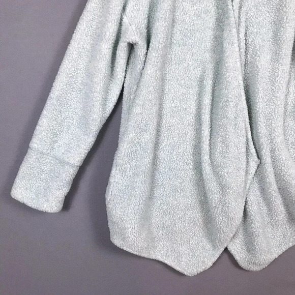 Soft Surroundings Cozy Up Cardi Cardigan Medium M Fleece Pockets Snap Front Blue - Picture 12 of 15